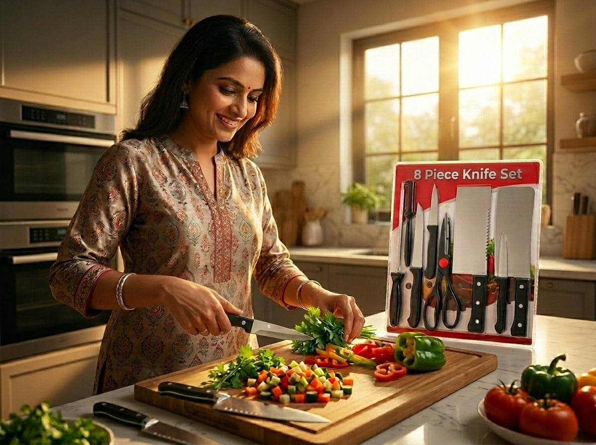 Premium 8-Piece Stainless Steel Knife Set – Chef Grade Sharpness, Rust & Stain