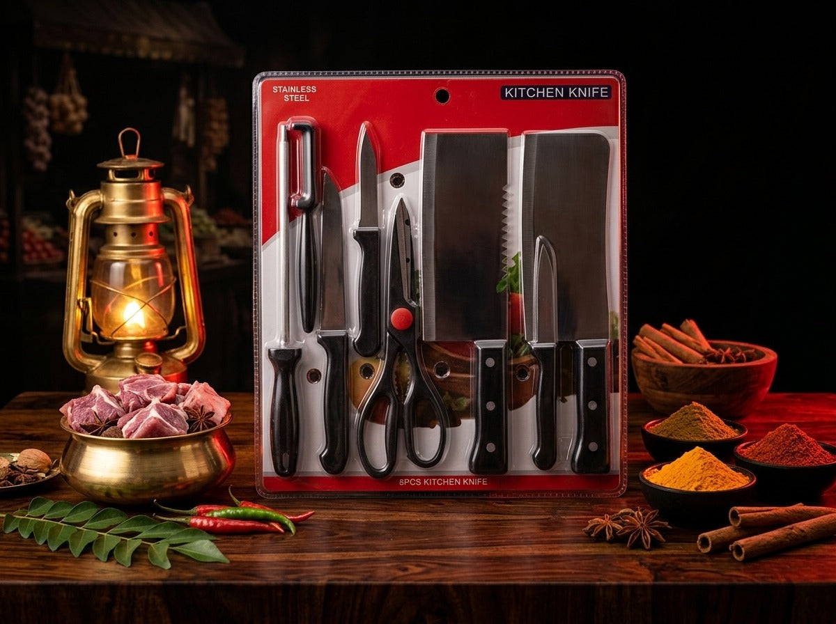 Premium 8-Piece Stainless Steel Knife Set – Chef Grade Sharpness, Rust & Stain