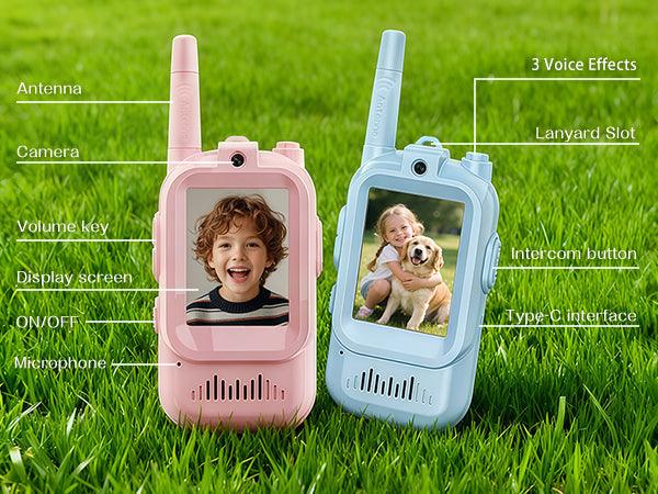 Kids Video Walkie Talkie with Camera – 2-Way Voice Communication, 2-Pack