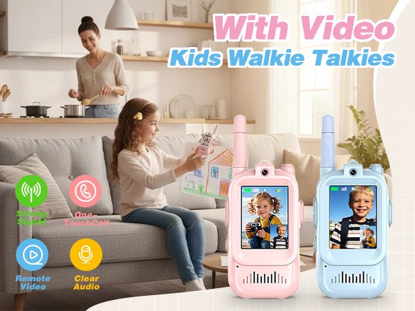 Kids Video Walkie Talkie with Camera – 2-Way Voice Communication, 2-Pack