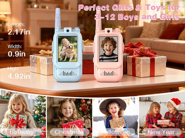 Kids Video Walkie Talkie with Camera – 2-Way Voice Communication, 2-Pack