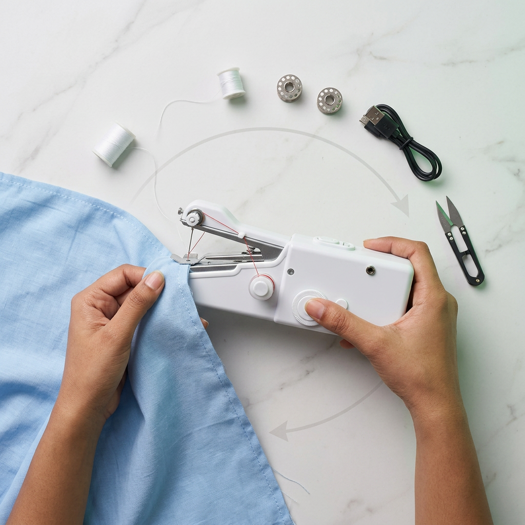 QuickStitch Mini Sewing Machine – Portable Electric Stitching Machine for Easy Repairs